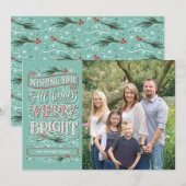 Alle dingen Merry en Bright kerstfotokaart Feestdagenkaart (Voorkant / Achterkant)
