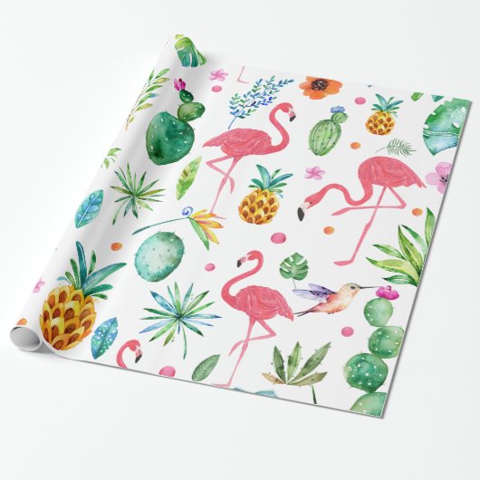 Alle dingen Tropische bloemen Planten & vogels Cadeaupapier (Uitgerold)