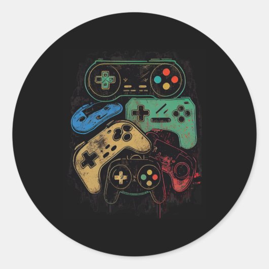 Alle dingen Video Game Controller Gamer Graphic Ronde Sticker (Voorkant)