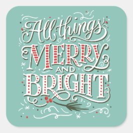 Alle dingen Vrolijk en helder Kerst sticker
