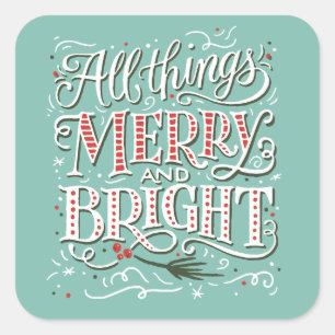 Alle dingen Vrolijk en helder Kerst sticker