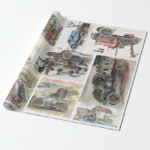 Alle Doeleinden Vintage Auto's Cadeaupapier (Uitgerold)