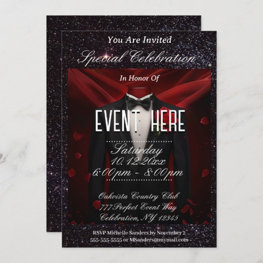 Alle doelstellingen | Uitnodiging voor Tuxedo (Voorkant / Achterkant)