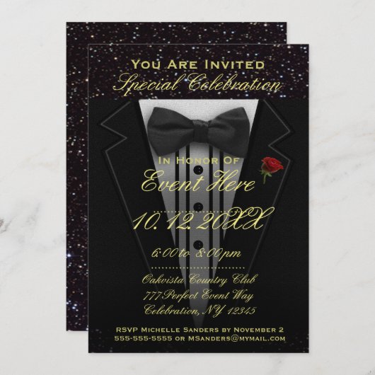 Alle doelstellingen | Uitnodiging voor Tuxedo (Voorkant / Achterkant)