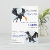 Alle Dragons Birthday Waterverf Kaart (Staand voorkant)