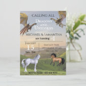 Alle Dragons Unicorns Twin Party Birthday roepen Kaart (Staand voorkant)