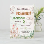 Alle draken Waterverf 2e verjaardag Kaart (Staand voorkant)