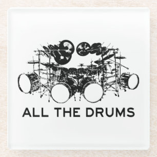 Alle drums Drummer Glazen Onderzetter