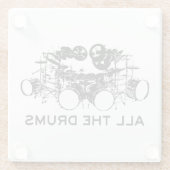 Alle drums Drummer Glazen Onderzetter (Achterkant)