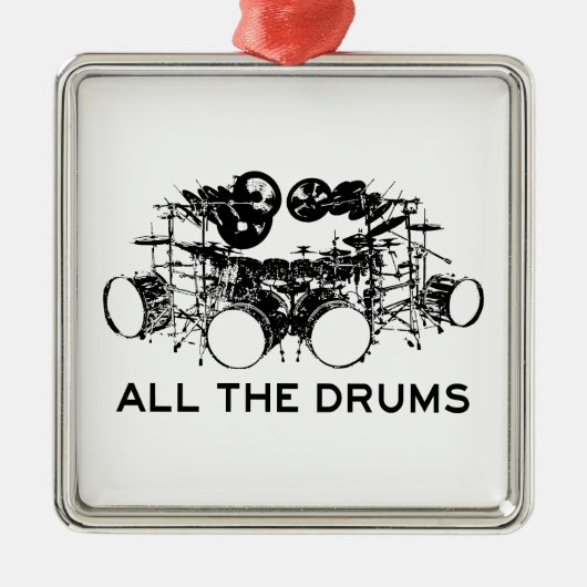 Alle drums Drummer Metalen Ornament (Voorkant)