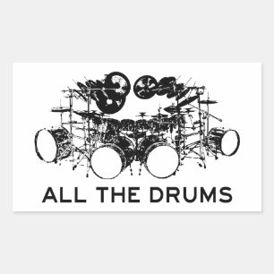 Alle drums Drummer Rechthoekige Sticker