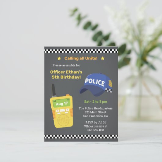 Alle Eenheden Walkie Talkie Kinderen Politie Verja Kaart (Staand voorkant)