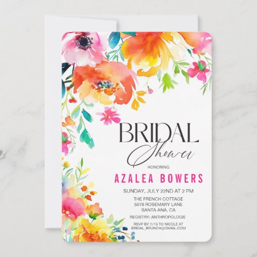 Alle Evenementen Bloemen Waterverf Uitnodiging (Voorkant)