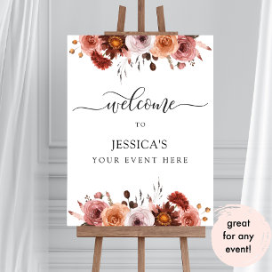 Alle evenementen, Bourgogne en Blush Floral Welcom Poster