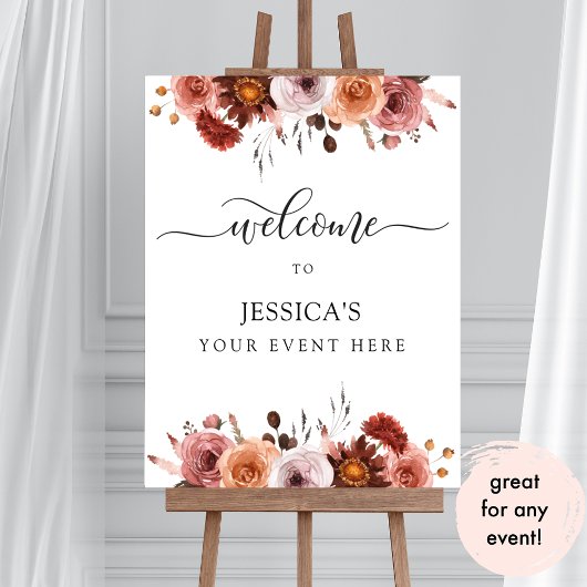 Alle evenementen, Bourgogne en Blush Floral Welcom Poster