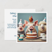 Alle feestbeesten bellen boerderij verjaardagsuitn kaart (Voorkant / Achterkant)