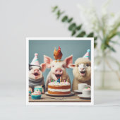 Alle feestbeesten bellen boerderij verjaardagsuitn kaart (Staand voorkant)