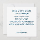 Alle feestbeesten bellen boerderij verjaardagsuitn kaart (Achterkant)