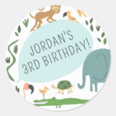 Alle feestbeesten bellen! Modern verjaardagsfeestj Ronde Sticker (Voorkant)