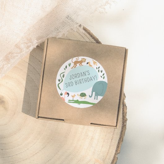 Alle feestbeesten bellen! Modern verjaardagsfeestj Ronde Sticker