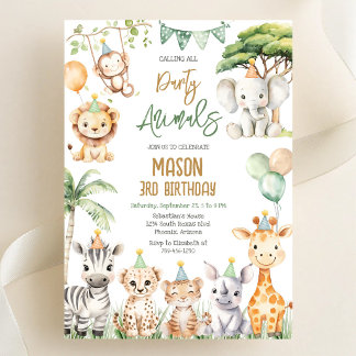 Alle Feestbeesten Jungle Safari Verjaardag Kaart