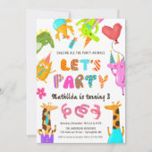 Alle Feestbeesten Kom Op Safari Zoo Kids Verjaarda Kaart (Voorkant)