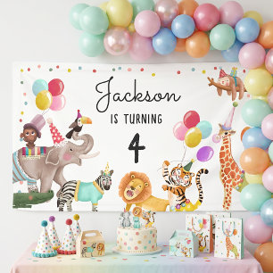 Alle Feestbeesten Safari Gezamenlijke Verjaardag Spandoek