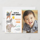 Alle feestdieren dierentuin Wild Boy Birthday Kaart (Voorkant)