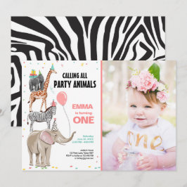 Alle feestdieren dierentuin Wild Girl Birthday Kaart