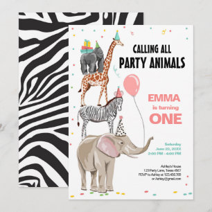 Alle feestdieren dierentuin Wild Girl Birthday Kaart