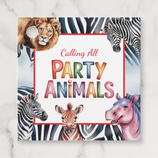 Alle feestdieren Kinderen verjaardagsfeestje Bedankjes Labels (Voorkant)