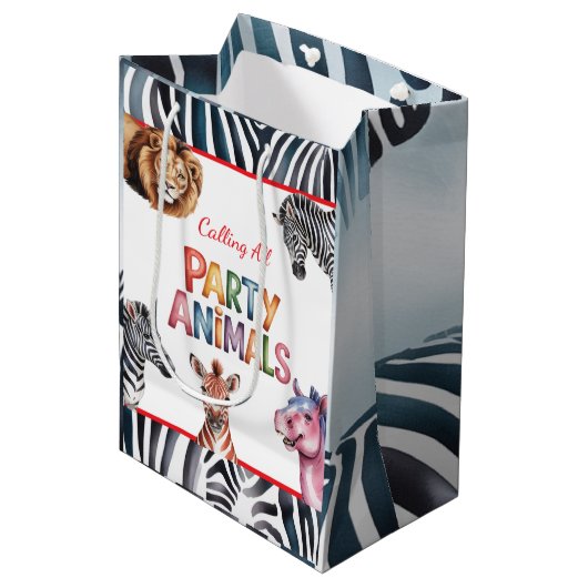 Alle feestdieren Kinderen verjaardagsfeestje Medium Cadeauzakje (Voorkant Gekanteld)