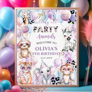 Alle feestdieren Oerwoud Safari welkom heten Poster