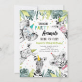 Alle feestdieren Safari Birthday Inv Kaart (Voorkant)
