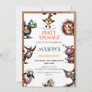 Alle feestdieren Zoo Wild Birthday Kaart