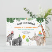 Alle feestdieren Zoo Wild Boy Verjaardag Kaart (Staand voorkant)