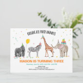 Alle feestdieren Zoo Wild Boy Verjaardag Kaart (Staand voorkant)