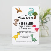 Alle feestdinosaurussen gepersonaliseerde verjaard kaart (Staand voorkant)