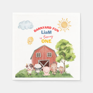 Alle feestelijke boerderijdieren 1e verjaardag servet