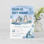 Alle feestpinguïns op de verjaardag van Arctic Ani Kaart (Staand voorkant)