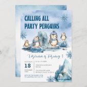 Alle feestpinguïns op de verjaardag van Arctic Ani Kaart (Voorkant / Achterkant)