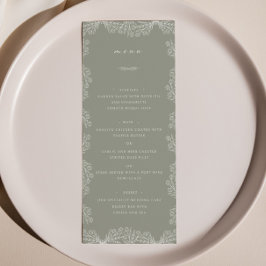 Alle Floral Sage Groen Bruiloft Diner Menu