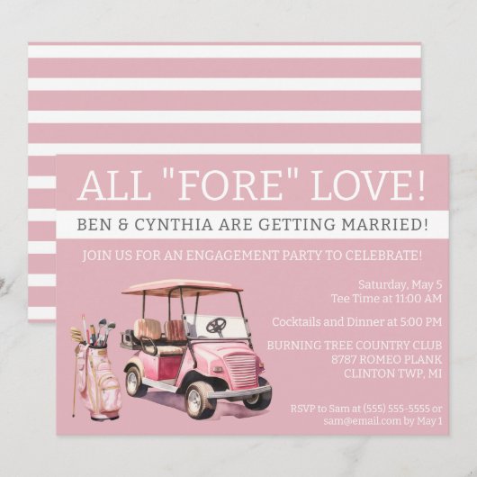 Alle "FOR" liefde, golfthema Verloving, bruids Kaart (Voorkant / Achterkant)