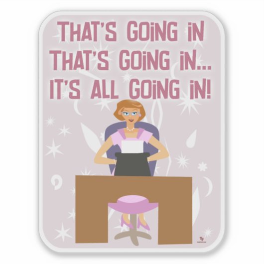 Alle gaan in Grappige Retro Kitschy Gal Auteur Fun Sticker (Voorkant)
