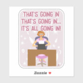Alle gaan in Grappige Retro Kitschy Gal Auteur Fun Sticker (Vel)