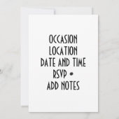 ALLE GEBEURTENIS/OPENBARE INVITATIE KAART (Achterkant)