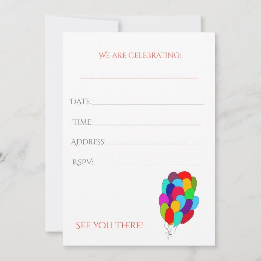 Alle gebeurtenisuitnodiging kaart (Achterkant)