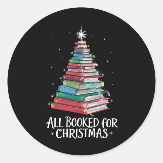 Alle geboekt voor kerst bibliothecaris XMA boek li Ronde Sticker (Voorkant)
