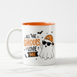 Alle geesten houden van mij – Grappige Halloween-g Tweekleurige Koffiemok