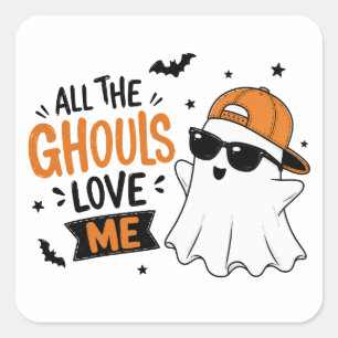 Alle geesten houden van mij – Grappige Halloween-g Vierkante Sticker